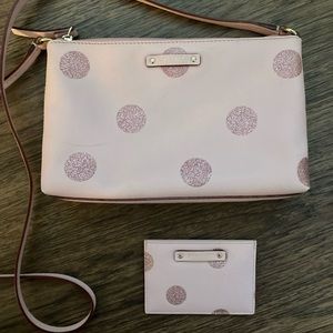 Kate Spade pink glitter polka dot crossbody
